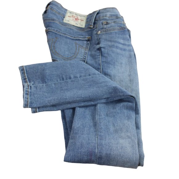 True Religion Blue Wash Stella Mid-Rise Skinny Jeans, Size 26 - Picture 3 of 6